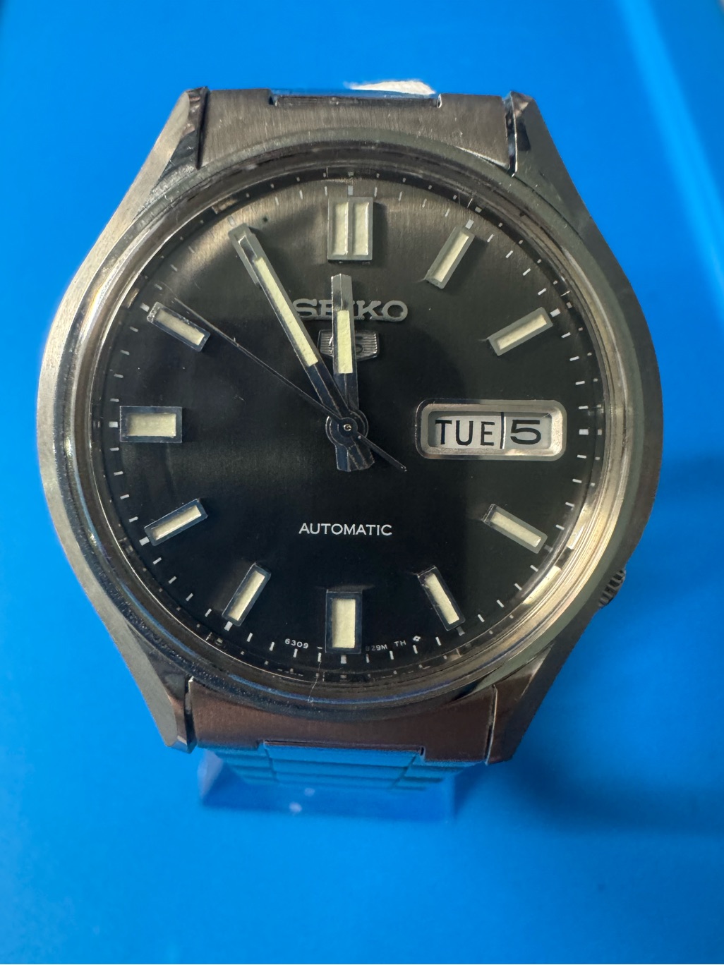 Seiko Black Dial Stainless Steel Automatic Watch